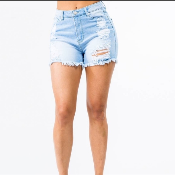 Denim ripped high waist shorts - Picture 1 of 1